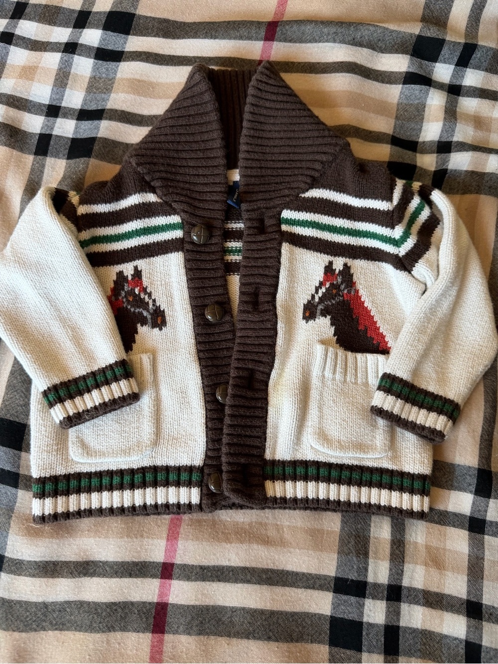 Janie and Jack Equestrian Style Horse Sweater Cardigan Unisex - High Quality